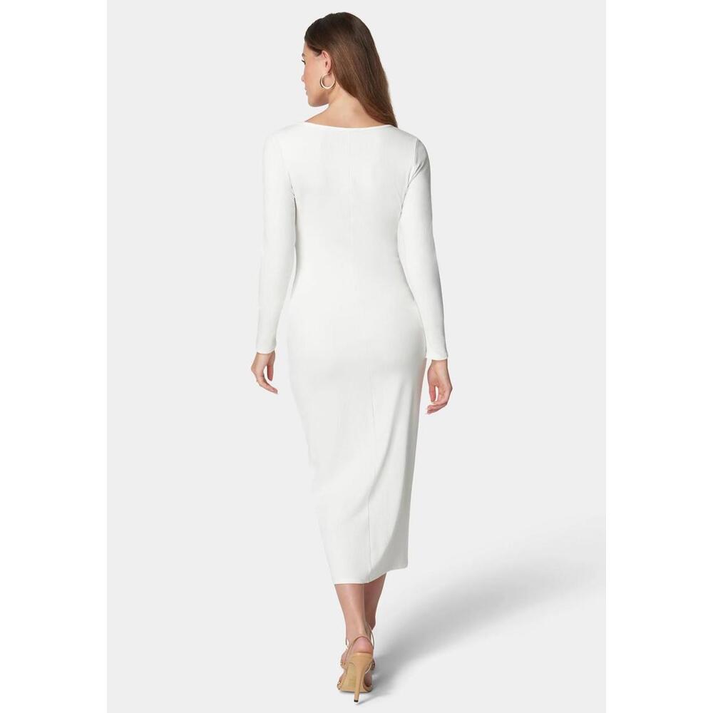 Bebe Rib Square Neck Long Sleeve Dress Size XL NWOT - Picture 2 of 7